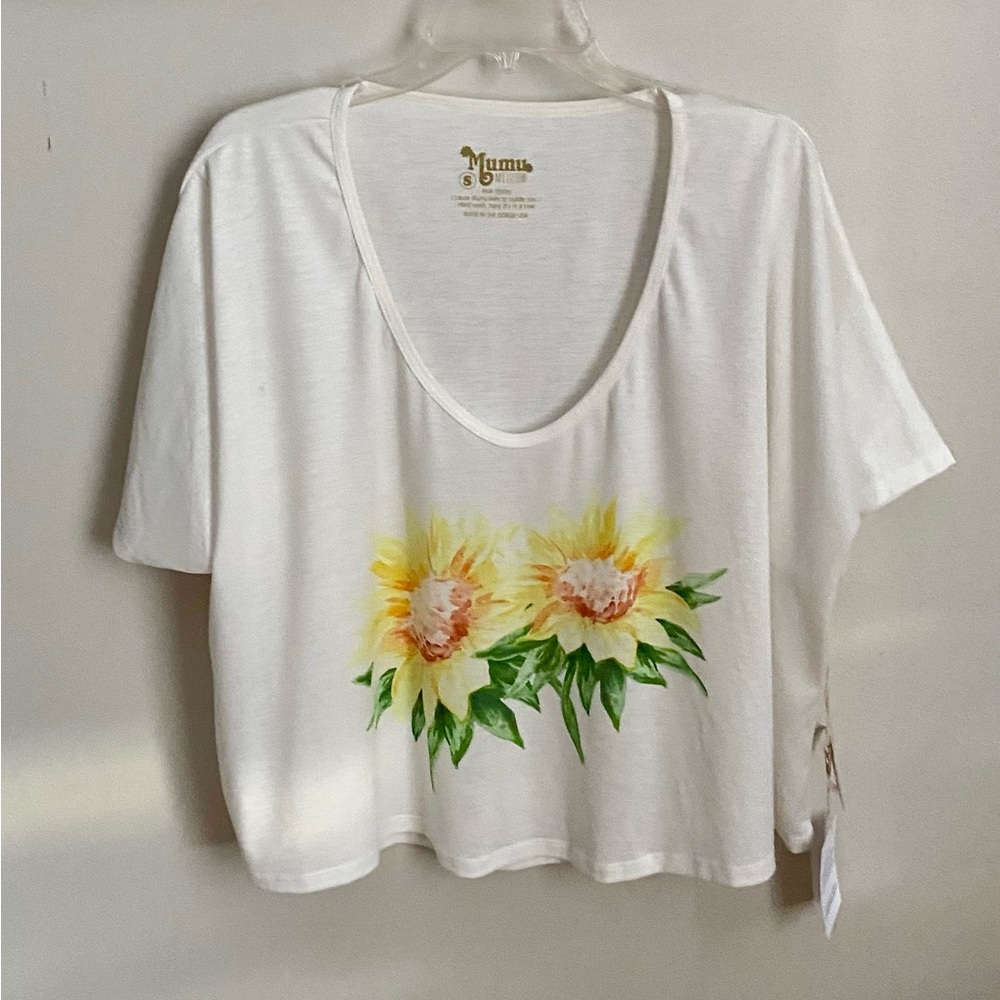 SHOW ME YOUR MUMU Sunflower Tee Shirt, M/L, (8-10), NWT - Picture 3 of 10